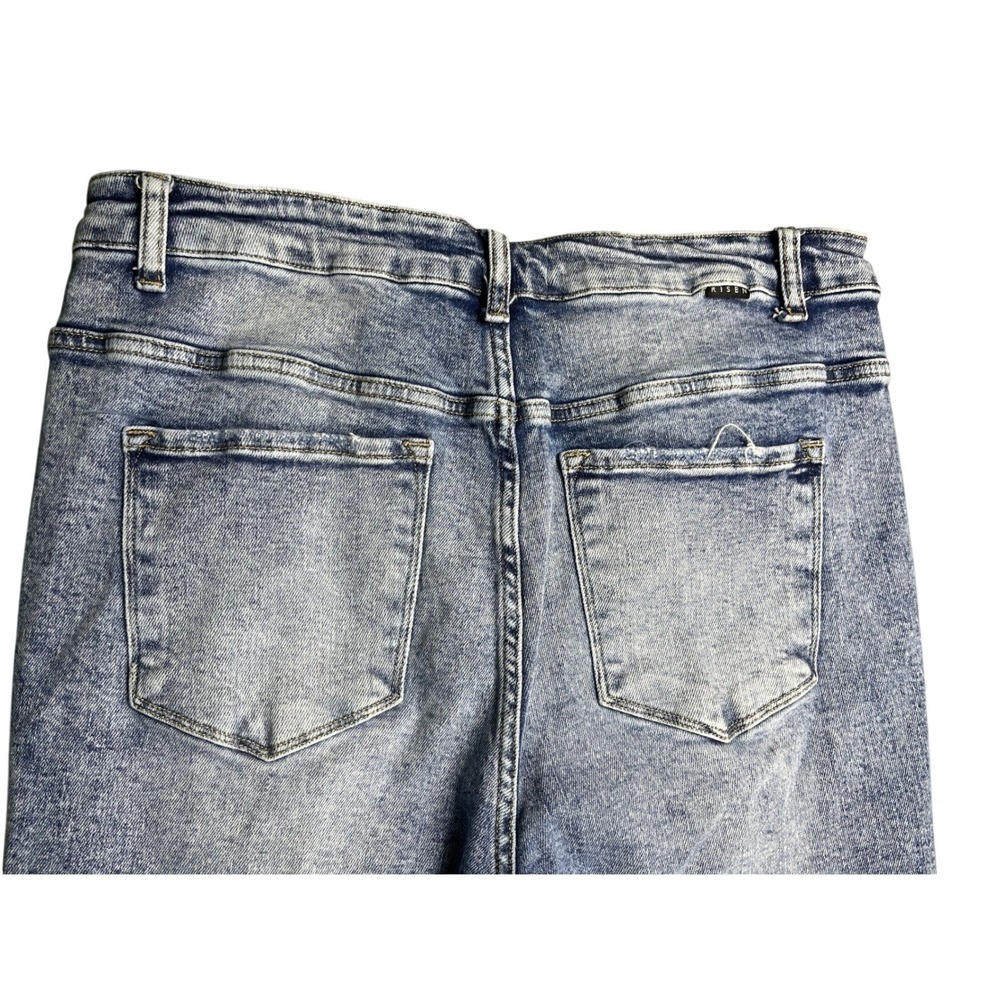 Risen Jeans 1XL Light Wash Distressed Flare Jeans Raw Hem Plus Size - Picture 4 of 4